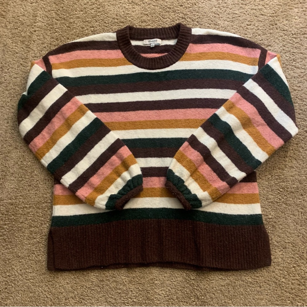 Madewell Striped Merino Wool Alpaca Blend Pullover Slouchy Sweater - Picture 12 of 14
